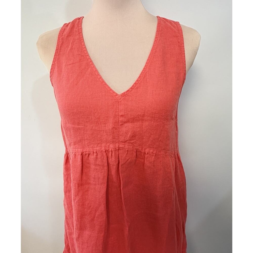 CYNTHIA ROWLEY 100% Linen Dress Womens Coral Small Resort Coastal Grandma Boho - Picture 4 of 12
